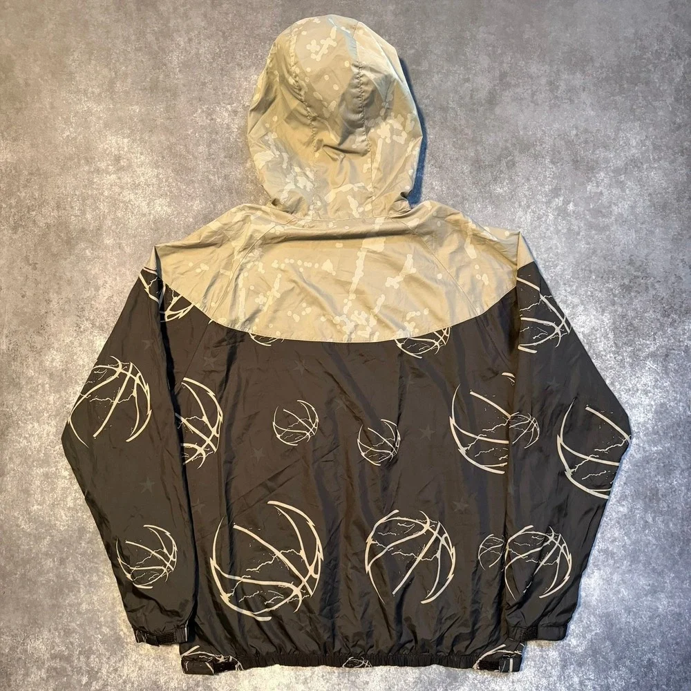 Nike Air Force Flight Basketball Windbreaker All Over Print Jacket Mens XL Black